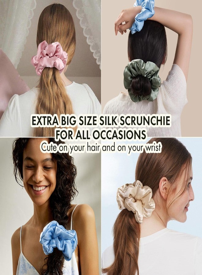 LILYSILK Large Mulberry Silk Scrunchies for Hair Sleeping Big Hair Ties Women's 100% Silk Ponytail Holders Oversized Scrunchies Jumbo Giant Rosy Pink - Image 4
